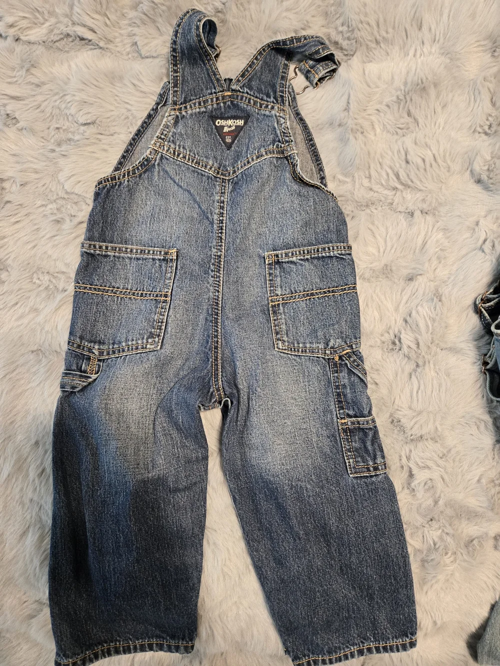 OshKosh B'gosh Big Logo Embroidered Denim Overalls 24M Graphic
